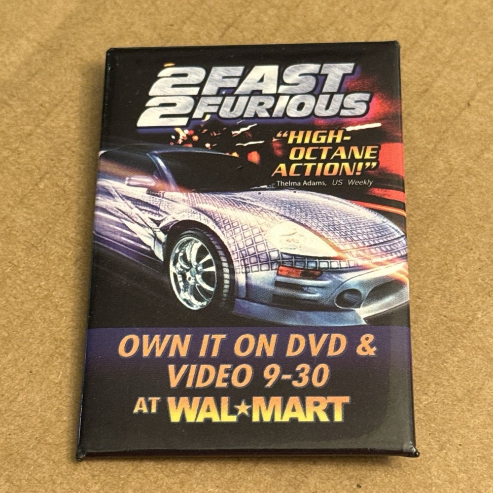 2 Fast 2 Furious 2003 Car Movie Memorabilia Vintage Pinback Button Pin Rectangle